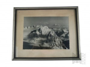 Starý umelecký obraz hory (Alpy?) - fotografický papier Agfa Brovira