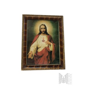 Stary Obrazek Religijny - Serce Jezusa