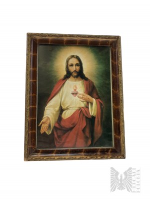 Stary Obrazek Religijny - Serce Jezusa
