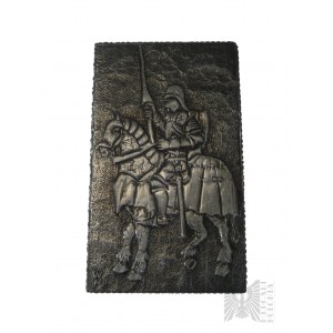 Artysta Nieznany, Sygnatura W. N. - Metaloplastyka PRL(?) (XX w.) - Obraz Płaskorzeźba Rycerz Na Koniu