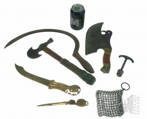 Set of Various Tools: Sickle, Two Axes, Two Ornamental Daggers, Fragment of a Chainmail.