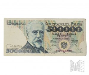 Polsko, kolem roku 1990 - Padělaná bankovka 500 000 zlotých Henryk Sienkiewicz
