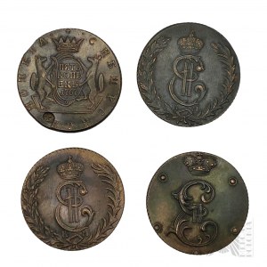 Kopie mincí po 5 a 10 kopiích z let 1767-1796, 4 kusy