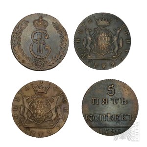Kopie mincí po 5 a 10 kopiích z let 1767-1796, 4 kusy