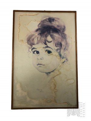 Danuta Muszyńska-Zamorska (1931-2022) - Portrét dievčaťa (1975), tlačená reprodukcia, Národná vydavateľská agentúra