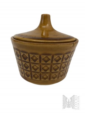 PRL - Stoneware Set of Seven Cups and Sugar Bowl, Chodzież, Ira (?).