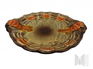 Germany(?) - Large Decorative Platter Plate with Plant Motif, Fat Lava Type.