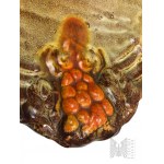 Niemcy(?) - Duży Ozdobny Talerz Patera z Motywem Roślinnym, w Typie Fat Lava