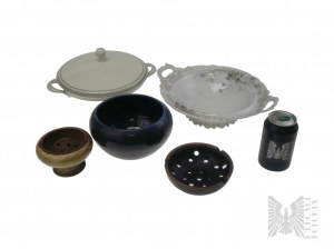 Set of Ceramic and Crystal Dishes - Ikebana Spółdzielnia Przyjaźń Włoclawek, Vase Carl Tielsch Altwasser Germany