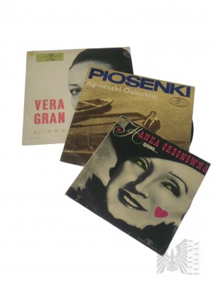Set of Three Vinyl Albums for Ladies' Evening: Hanka Ordonówna, Vera Gran, Songs by Agnieszka Osiecka