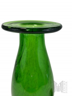 Polská lidová republika, 70. léta 20. století - Skleněná zelená váza, obchodní sklárna 