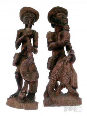 Due sculture africane in legno di grandi dimensioni