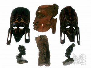 Mini-collection Africa Long Discovered - Three African Masks and Three Sculptures