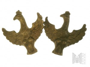 Sada vintage mosazných figurek: kachna, Amor s loutnou, sova, hlava Medúzy (x2), bílý orel (x2)