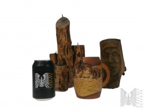 Set In the Deaf Forest In Front of the Forester's Hut - Wooden Mug, Sculpture and Candlestick.