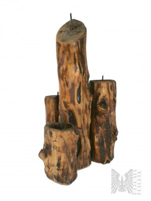 Súprava V hluchom lese pred lesníkovou chalupou - drevený hrnček, soška a svietnik