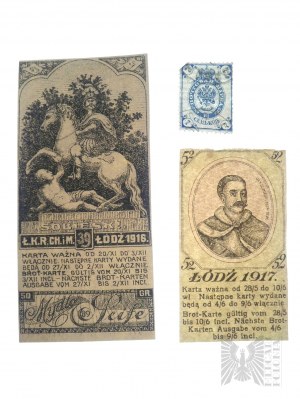 Ruské impérium - poštová známka Postovaja Marka Cem' Kop (poštová známka v siedmich exemplároch); Prvá republika - vstupenky/produktové karty (?)
