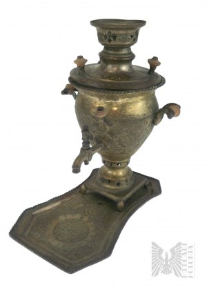 Petit samovar décoré à la main avec soucoupe