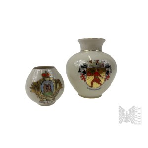 Niemcy - Dwa Wazoniki Porcelanowe Kronach Bavaria Porzellan, Herby Wilhelmshaven Karlshofen
