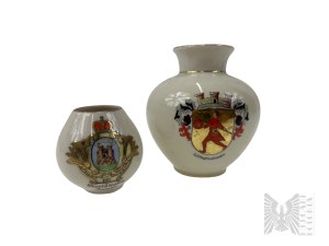 Niemcy - Dwa Wazoniki Porcelanowe Kronach Bavaria Porzellan, Herby Wilhelmshaven Karlshofen
