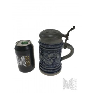 Kufel Ceramiczny z Pokrywką, Sentencja “Des Lebens Sonnenschein / Ist Trinken, Lieben, Fröhlich Sein”