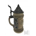 Kufel Ceramiczny z Pokrywką, Płaskorzeźba ze Sceną Myśliwską
