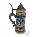 Kufel Ceramiczny z Pokrywką Cynową Amorki - Sygnatura JJ
