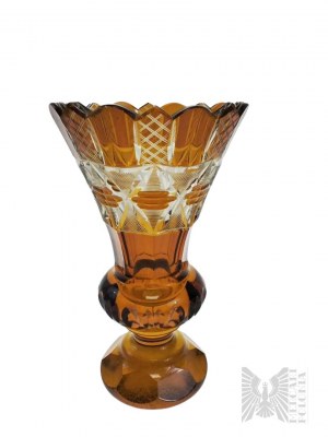 19. storočie, približne 1840-1850. - Krištáľová váza/pohár z farebného skla - Čechy(?), neskorý biedermeier