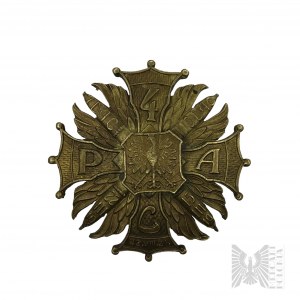 Odznak 4. ťažkého delostreleckého pluku - čiapka Priemyselné závody BR. Grabski, Lodž - kópia