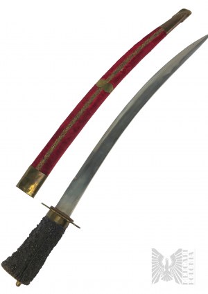 Old Indian Style Saber with Velvet-Lined Scabbard and Handle made of Antler