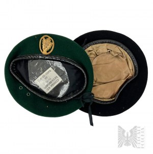 Two Bundeswehr Military Berets Green and Black