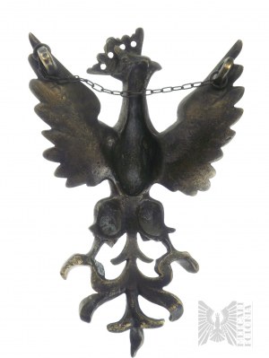 Targa in ottone con catena - Aquila coronata
