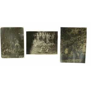 Zestaw 3 zdjęć HARCERKI II RP, Brenna - wycieczka, 1928-1929, [AW]
