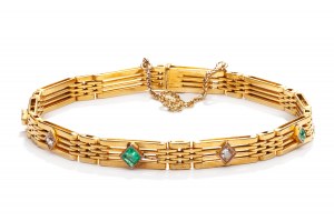 Bracelet avec émeraudes et diamants 2e moitié du 19e siècle.