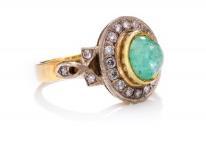 Ring with emerald and diamonds 1970s, Kiev