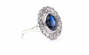 Ring with sapphire and diamonds 1960s.