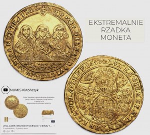 Śląsk - Księstwo Legnicko-Brzesko-Wołowskie, Jerzy, Ludwik i Chrystian (Trzej Bracia) - 2 Dukaty 1659, EKSTREMALNIE RZADKA MONETA