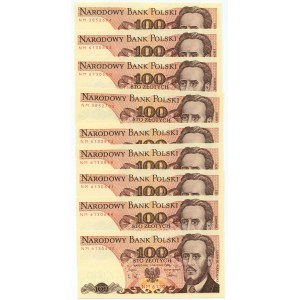 100 złotych 1988 - różne serie - set 89 sztuk