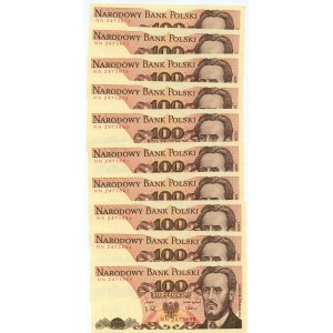 100 złotych 1988 - różne serie - set 89 sztuk