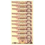 100 złotych 1988 - różne serie - set 89 sztuk