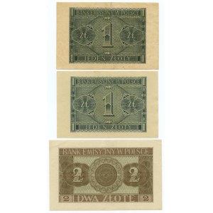 1 złoty i 2 złote 1941 - set 3 sztuk