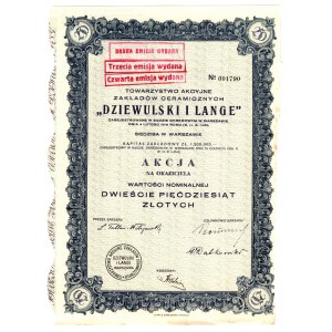 Towarzystwo Akcyjne Zakładów Ceramicznych Dziewulski i Lange - 250 złotych 1926 - I Emisja