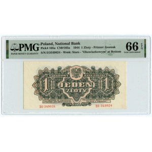 1 złoty 1944 - obowiązkowym - seria EO - PMG 66 EPQ