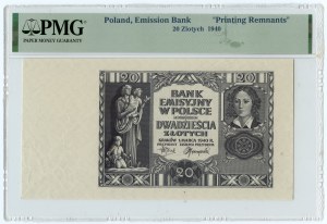 20 gold 1940 - without series and numbering - Printing Remnants