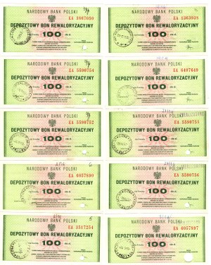 NBP, Deposit Revaluation Voucher of PLN 100 - set of 10 pieces