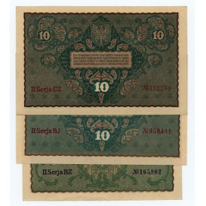 5, 10 marek polskich 1919 - zestaw 3 banknotów