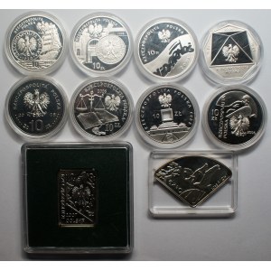 10 gold (2005-2008) - Ag 925, total weight: 141.40 grams - set of 10 coins, each different