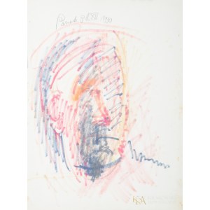 Jerzy PANEK (1918-2001), Autoportret sylwestrowy z szampanem (1990)