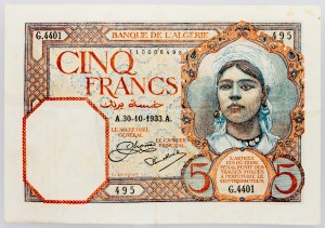 Algieria, 5 franków 1933