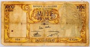 Alžírsko, 1000 franků 1957